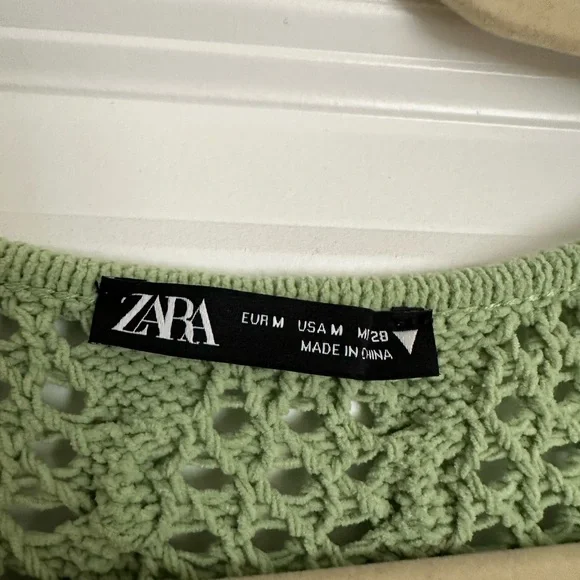 Zara Light Green Chenille Knit Mini Dress - Picture 6 of 9
